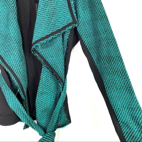 Lane Bryant Belted Tweed Green and Black Blazer - Picture 6 of 7